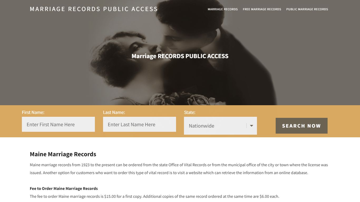 Maine Marriage Records |Enter Name and Search | 14 Days Free